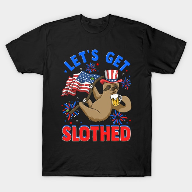 4th of July LET'S GET SLOTHED T-Shirt by Ramadangonim